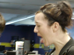 Sara registers her disgust.