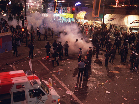 Vancouver hockey fans are normally peaceful.